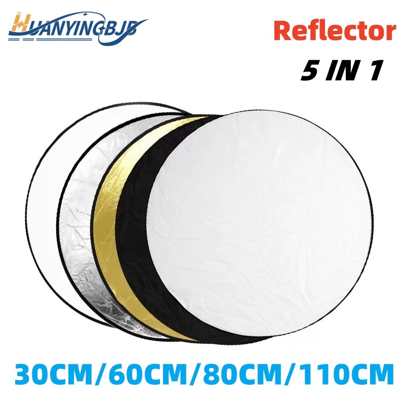 Photography Lighting Reflector - HUANYINGBJB Tragbarer 5-in-1-Fotografie-Reflektor, rund, zusammenklappbar, Fotostudio-Lichtdiffusor,