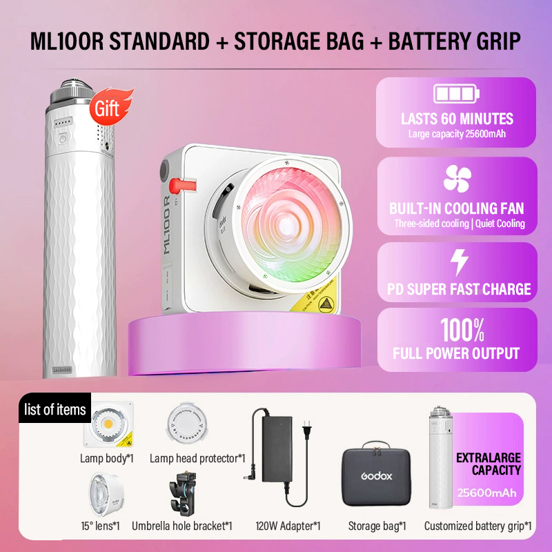 Photography Lighting Styles - Godox ML100Bi/ML100R Zweifarbiges LED-Licht, 120 W,