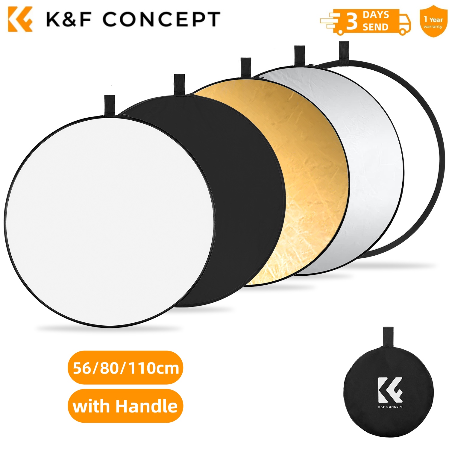 Photography Lighting Reflector - K&F CONCEPT 56/80/110cm 5-in-1 Fotografie-Lichtblockierungs-Zeltzubehör Kreisförmiger