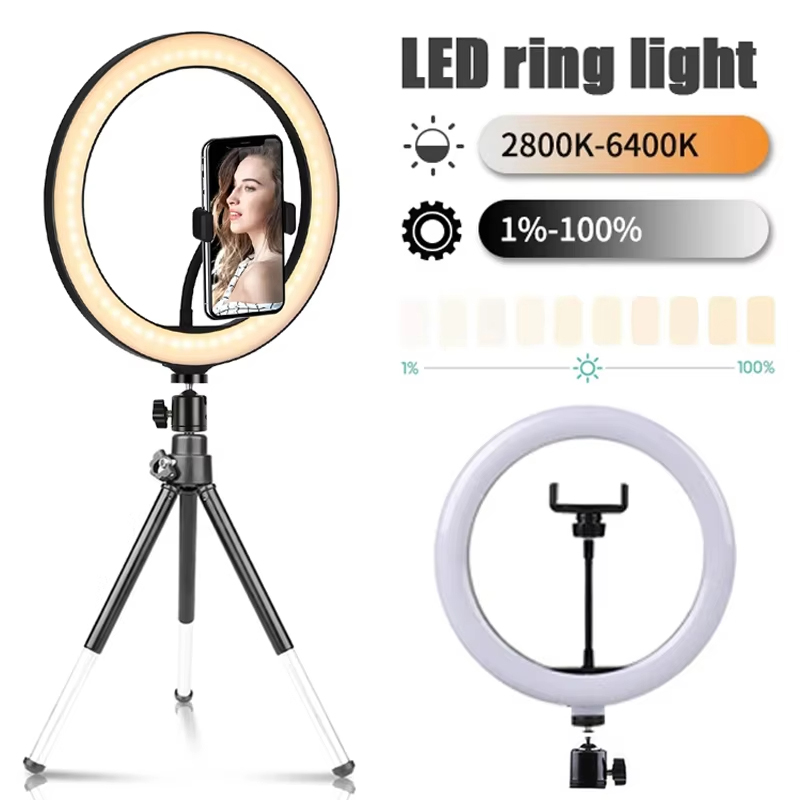 Photography Lighting Tent - 10 Zoll Selfie-Ringlicht Fotografie-Beleuchtung LED-Ringlampe mit