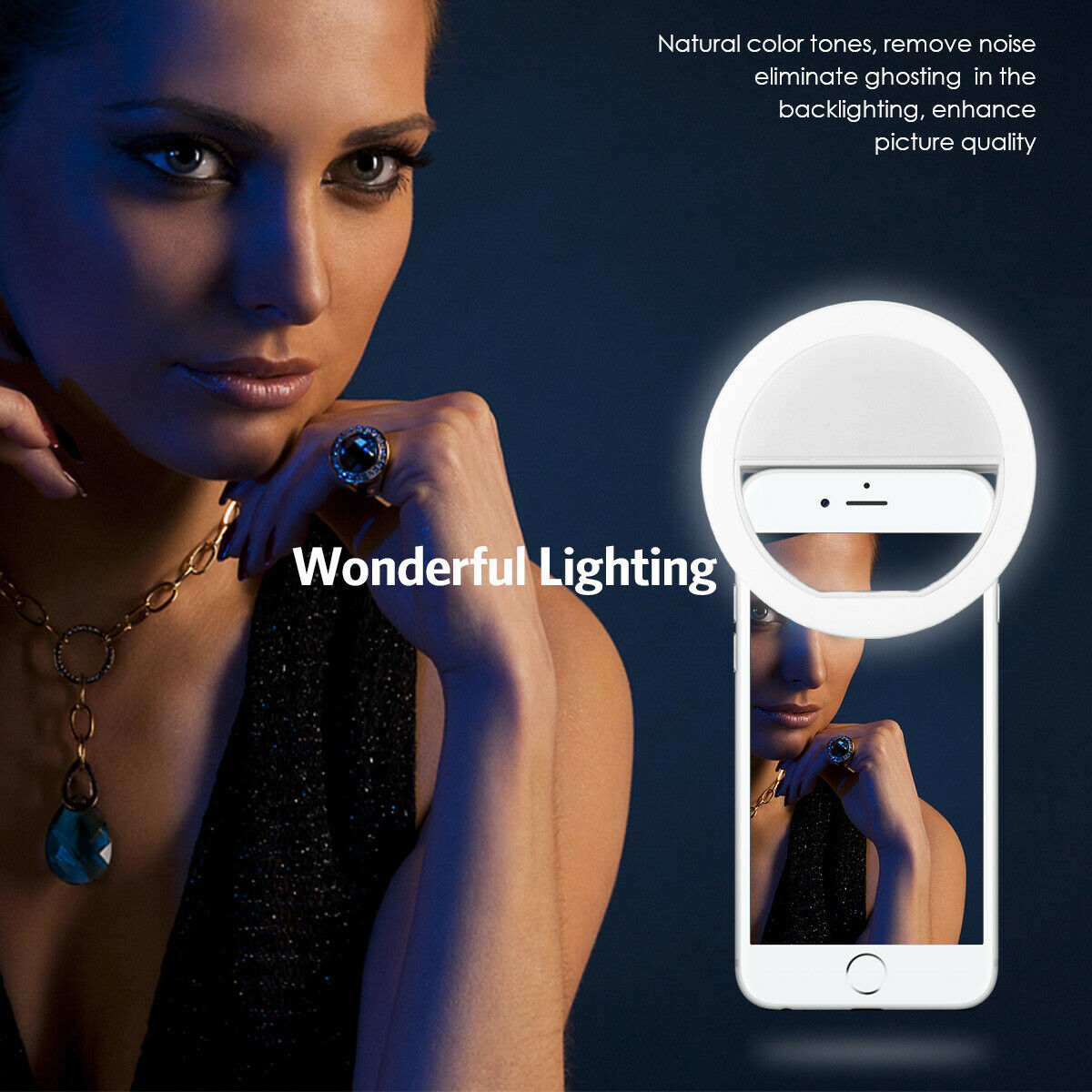 Photography Lighting Tent - USB-Lade-LED-Selfie-Ringlicht Handy-Objektiv LED-Selfie-Lampe Ring für iPhone